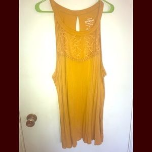 Lace inset high neck tank top